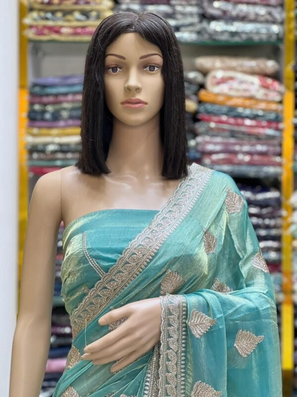 Stone work Fandy satin silk sarees - Image 7