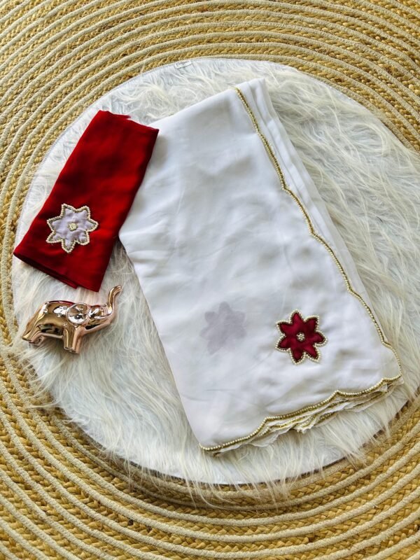 White georgette saree - Image 2