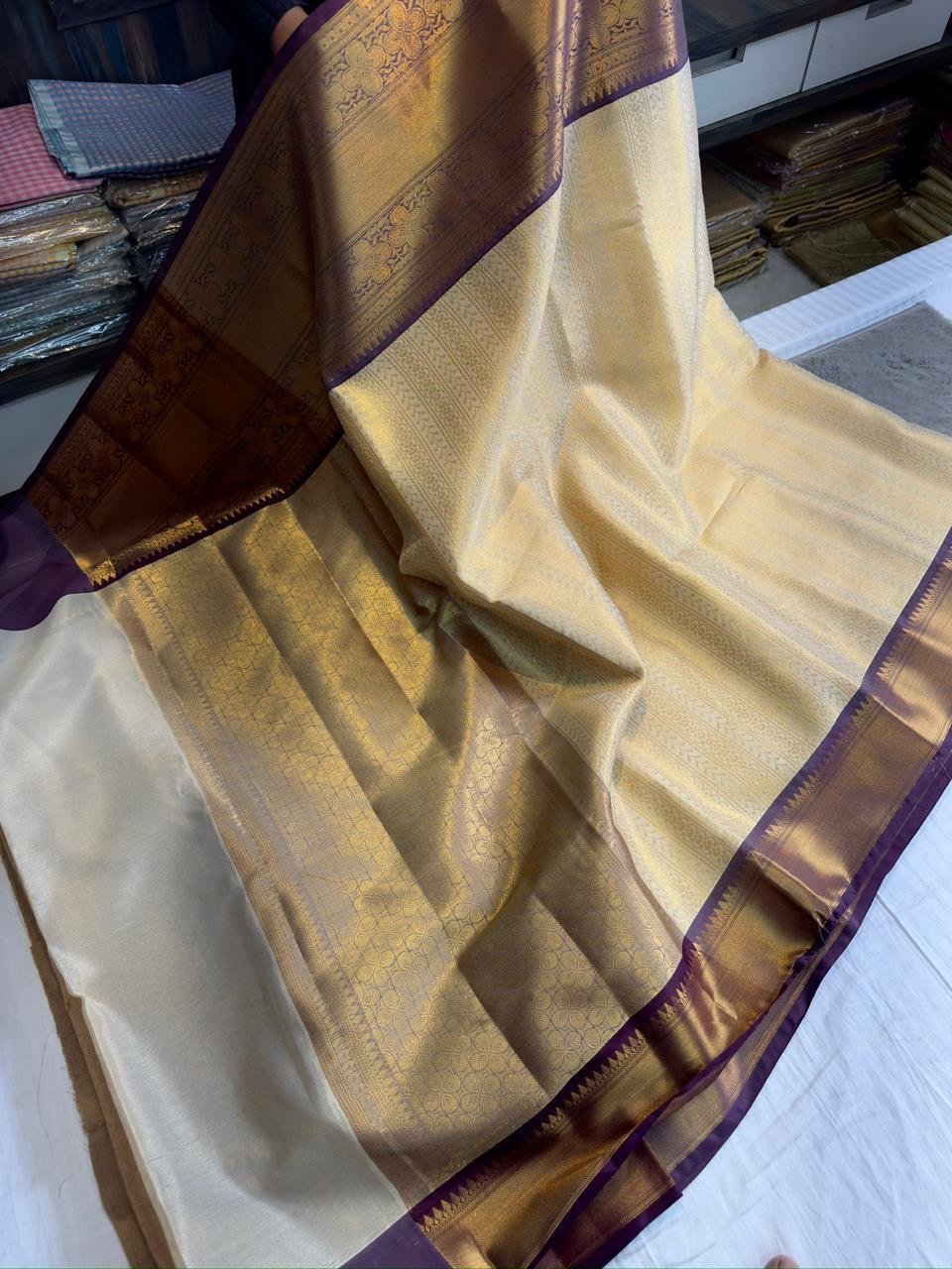 Milk banarasi soft katan silk saree - Image 1