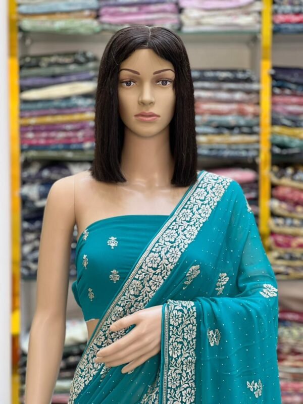 Georgette stone work saree - Image 14