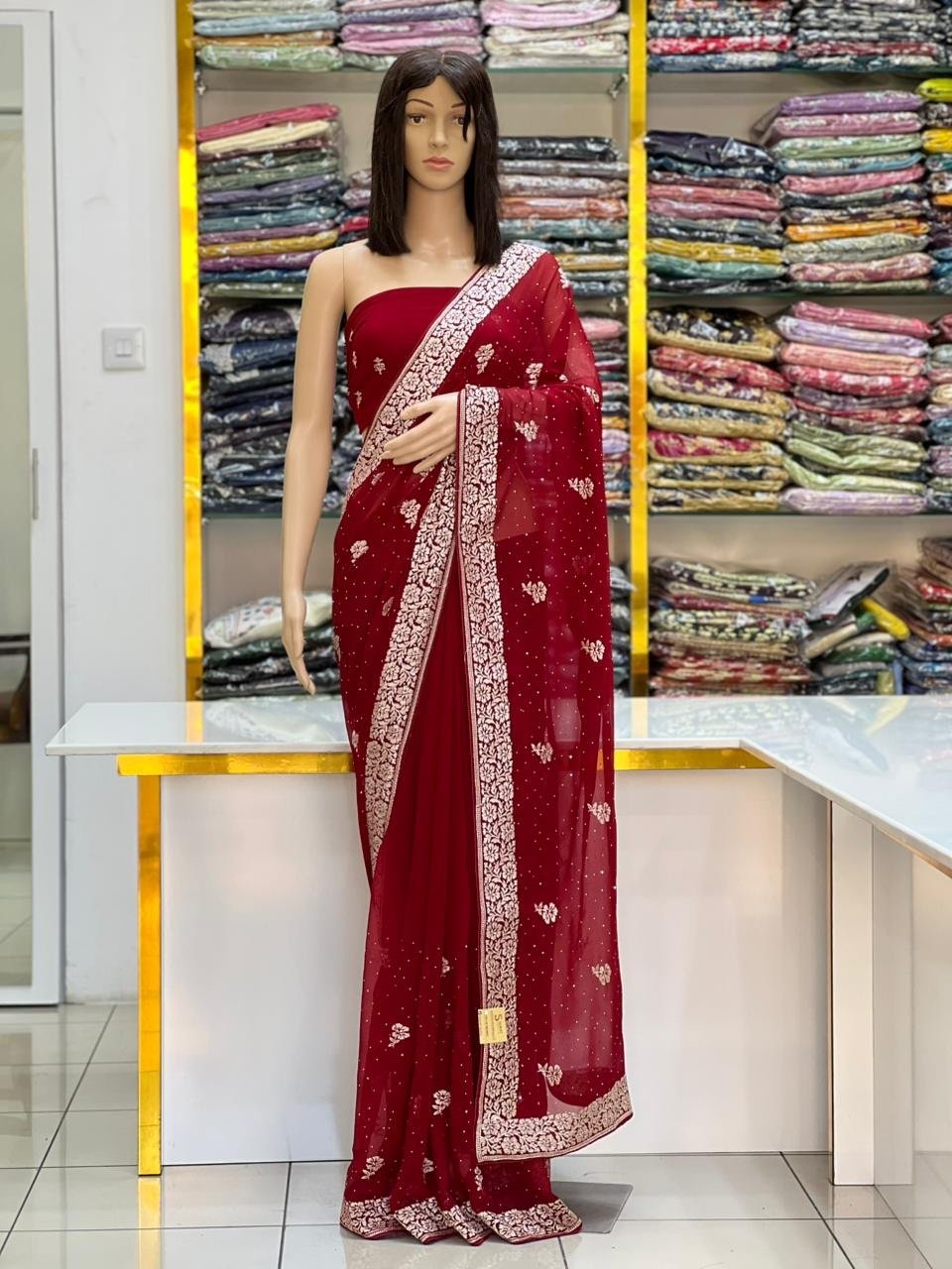 Georgette stone work saree - Image 1