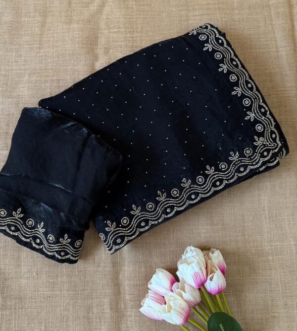 Zarkan Fandy satin silk saree - Image 4