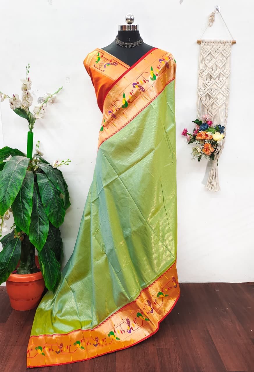 Banarasi soft silk paithani saree - Image 8