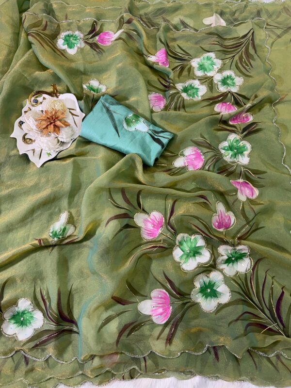 Handwork chiffon sarees - Image 21