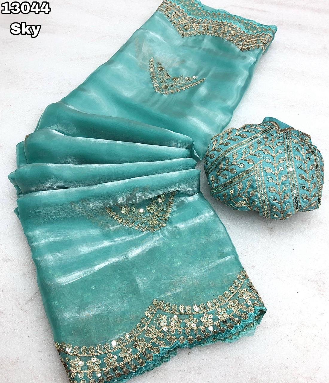 Shimmer satin silk sarees - Image 6
