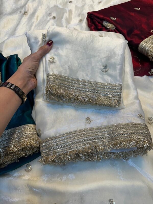 Sequenced space satin sarees - Image 5