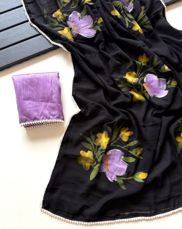 Black georgette saree