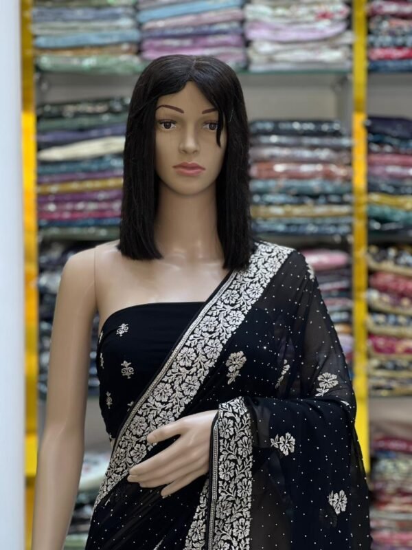 Georgette stone work saree - Image 9