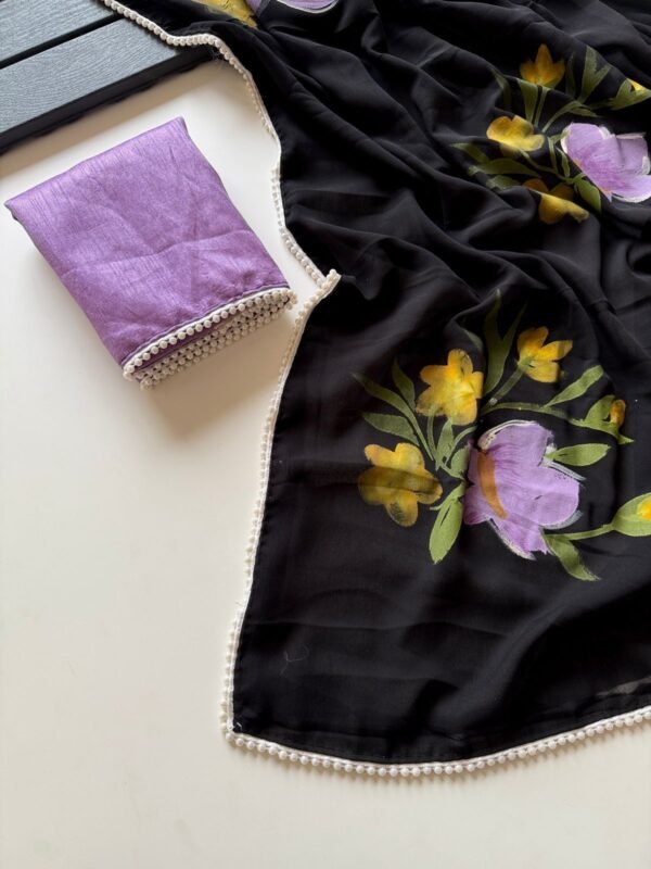 Black georgette saree - Image 3