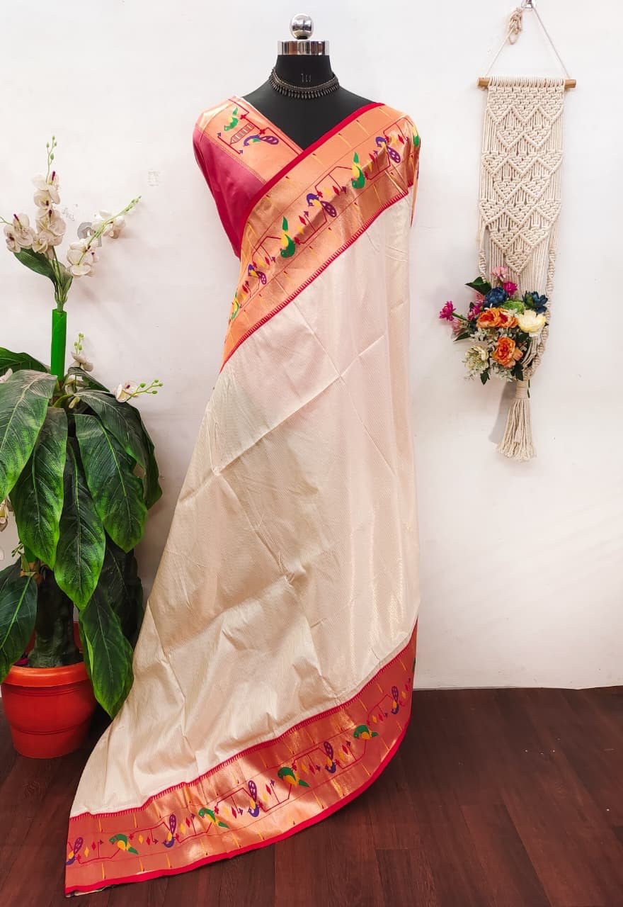 Banarasi soft silk paithani saree - Image 10