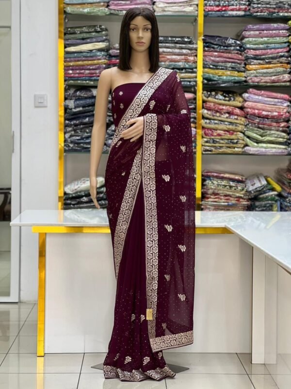 Georgette stone work saree - Image 6