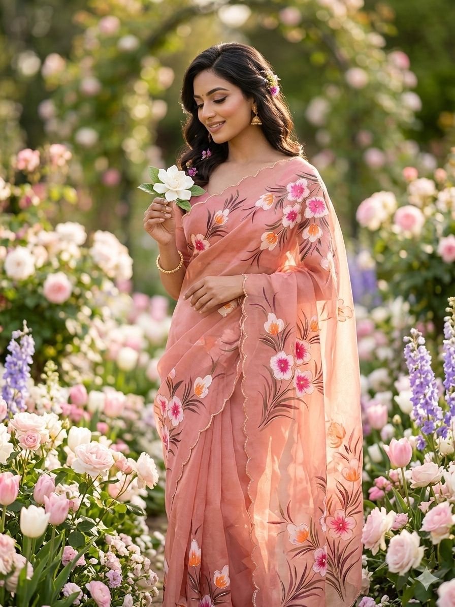 Handwork chiffon sarees - Image 11