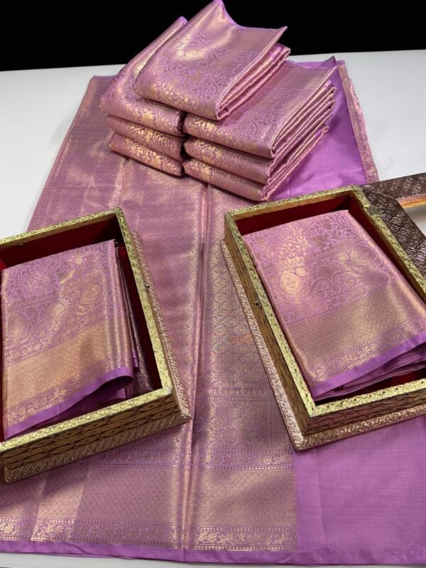 Soft semi kanchi brocade saree - Image 4