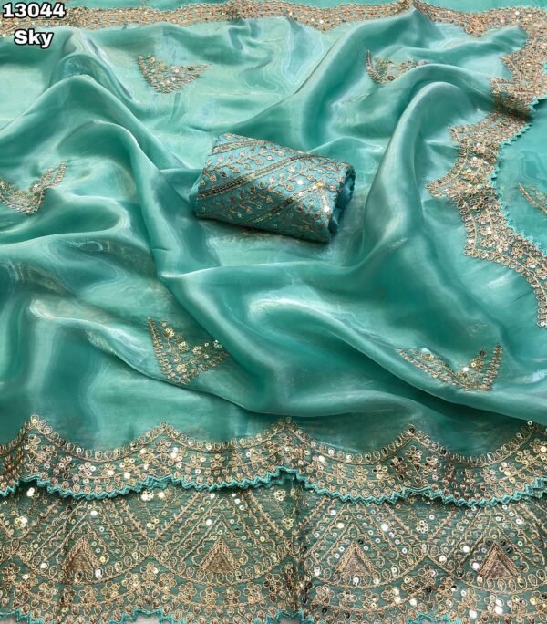 Shimmer satin silk sarees - Image 2