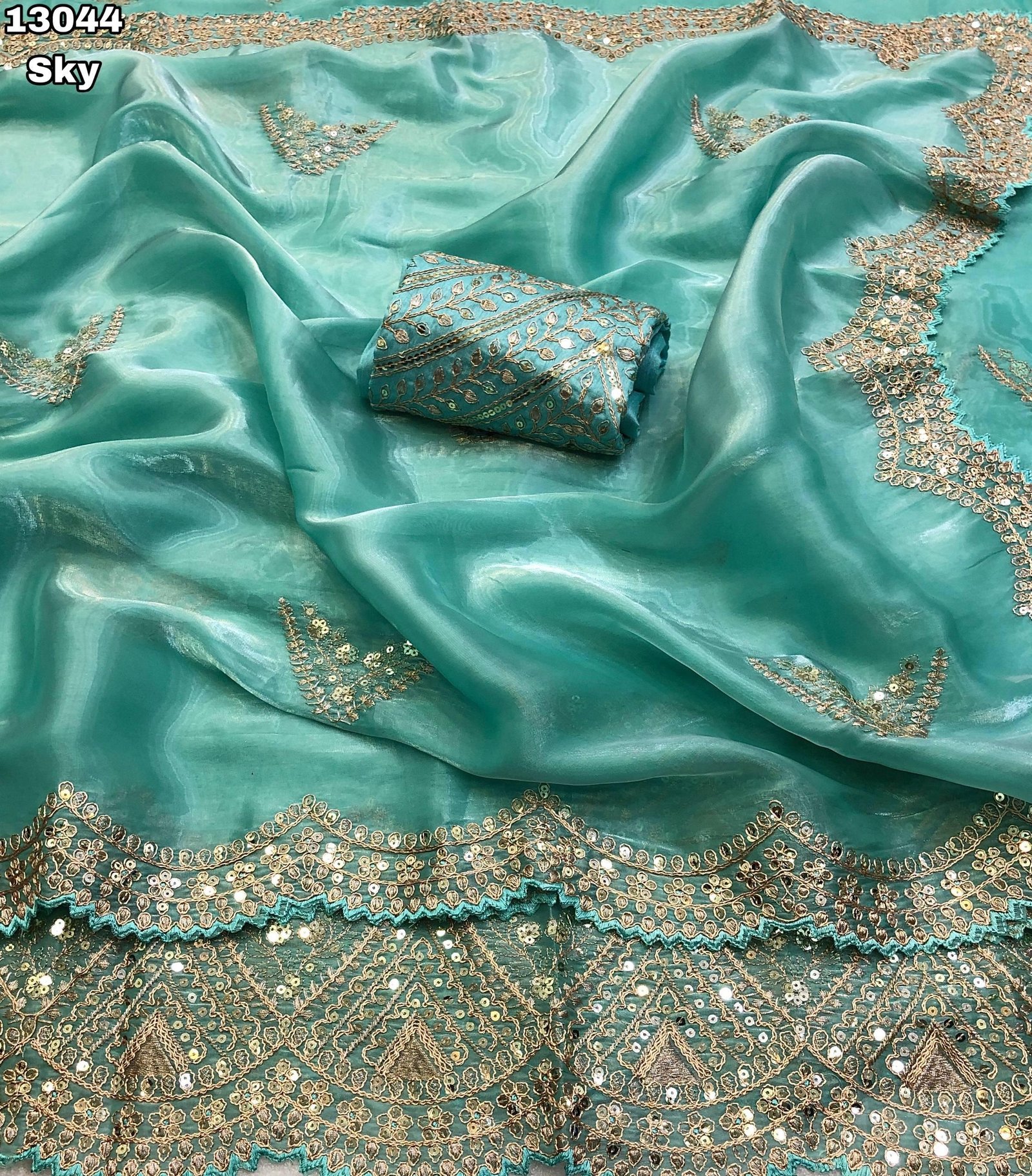 Shimmer satin silk sarees - Image 2