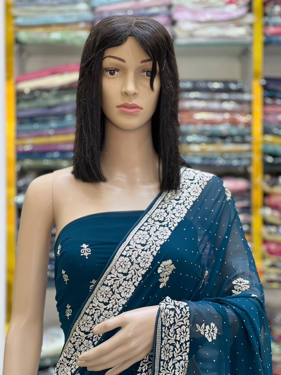 Georgette stone work saree - Image 15