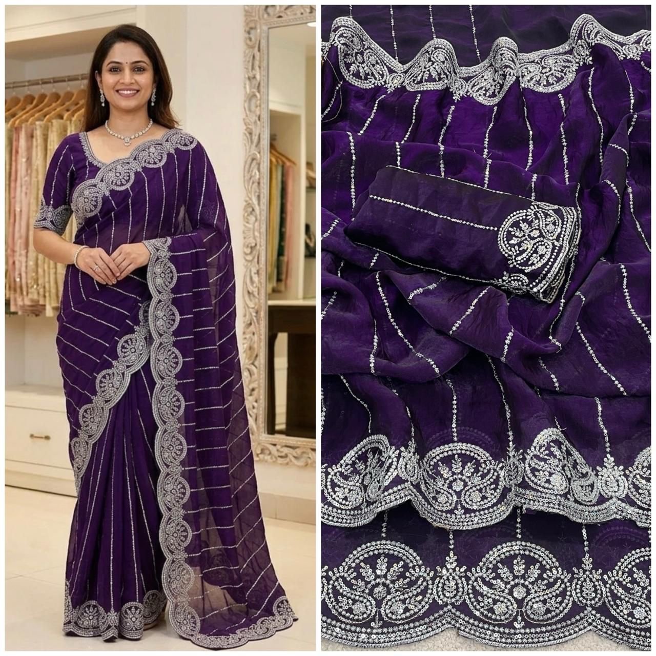 Fandy satin sarees - Image 15