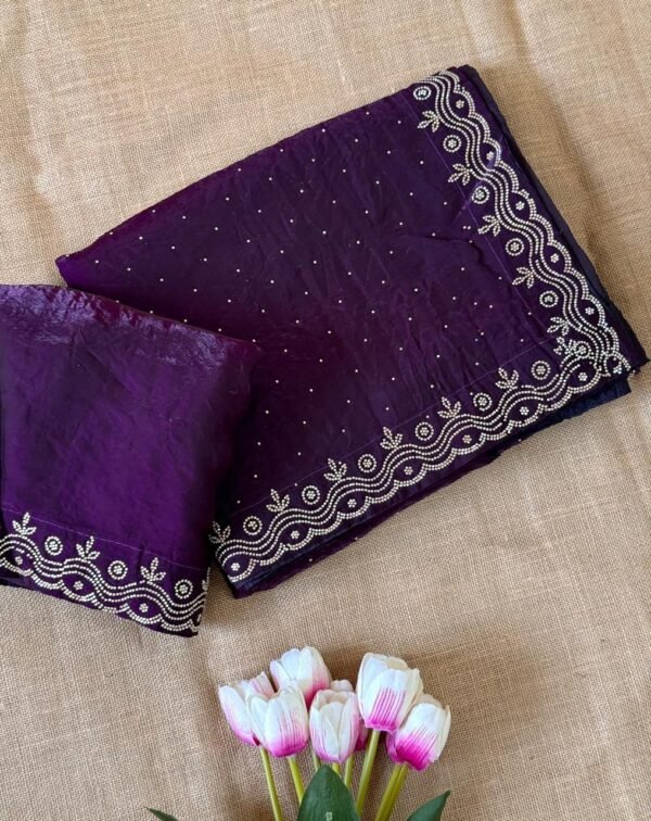 Zarkan Fandy satin silk saree - Image 2