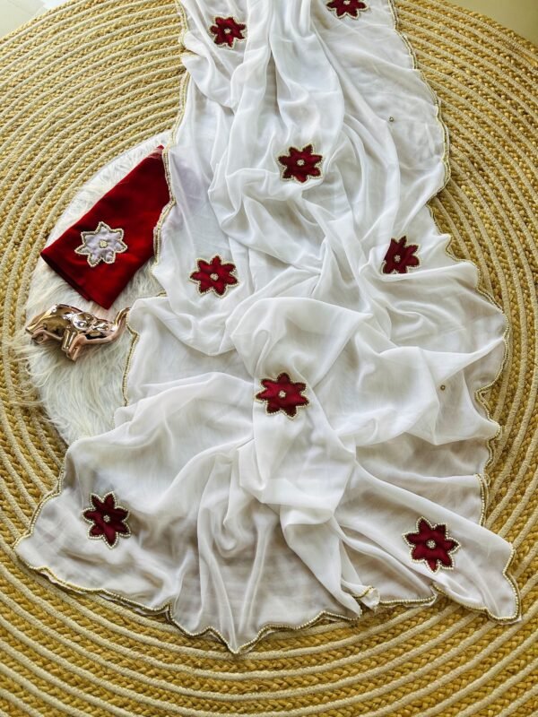 White georgette saree - Image 5