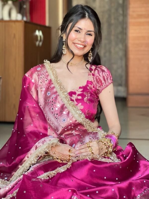 Bridal banarasi tissue silk mirror work saree