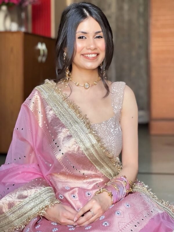 Banarasi kora silk sarees with pearl & mirror work - Image 6