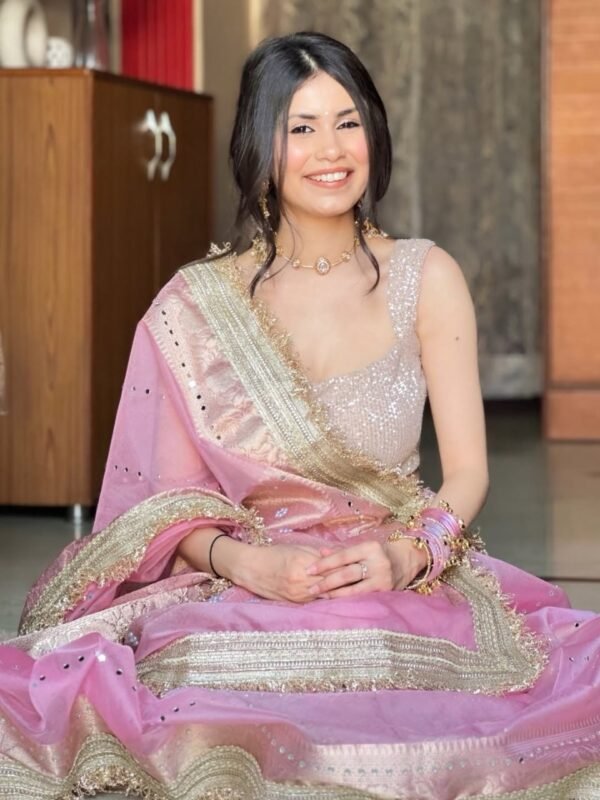 Banarasi kora silk sarees with pearl & mirror work - Image 3