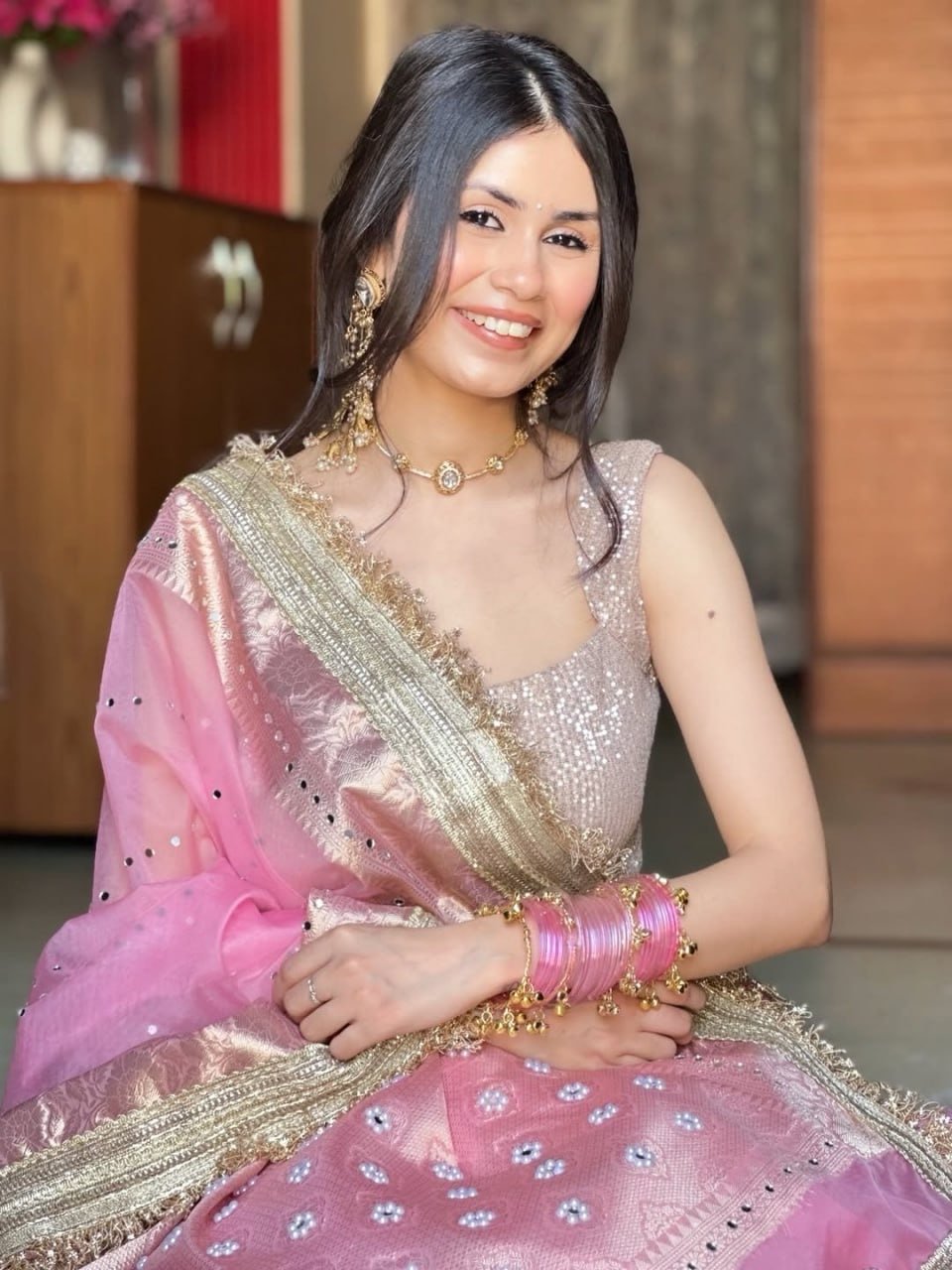 Banarasi kora silk sarees with pearl & mirror work - Image 2