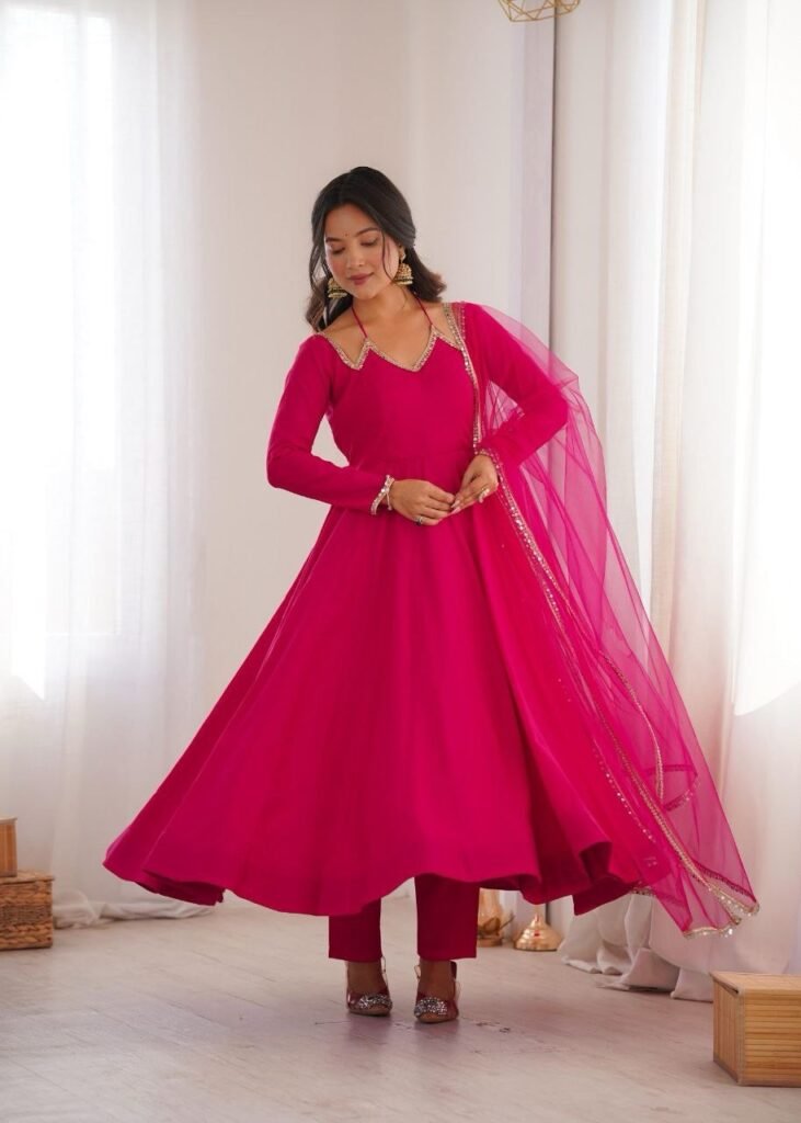 Roman silk Anarkali