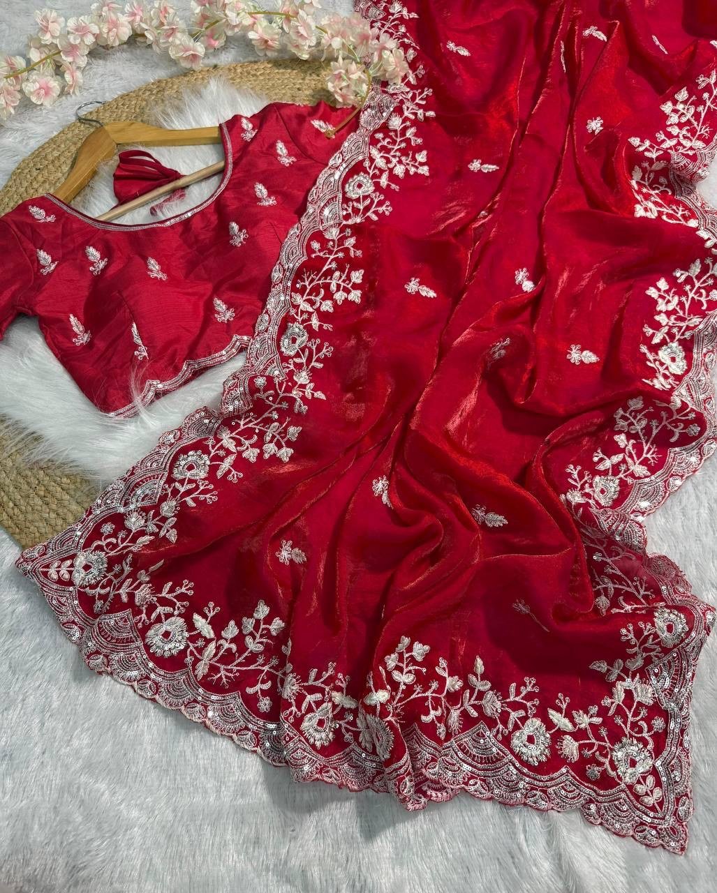 Red silk saree - Image 10