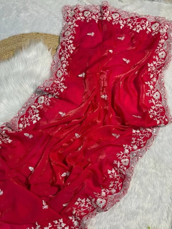 Red silk saree - Image 9