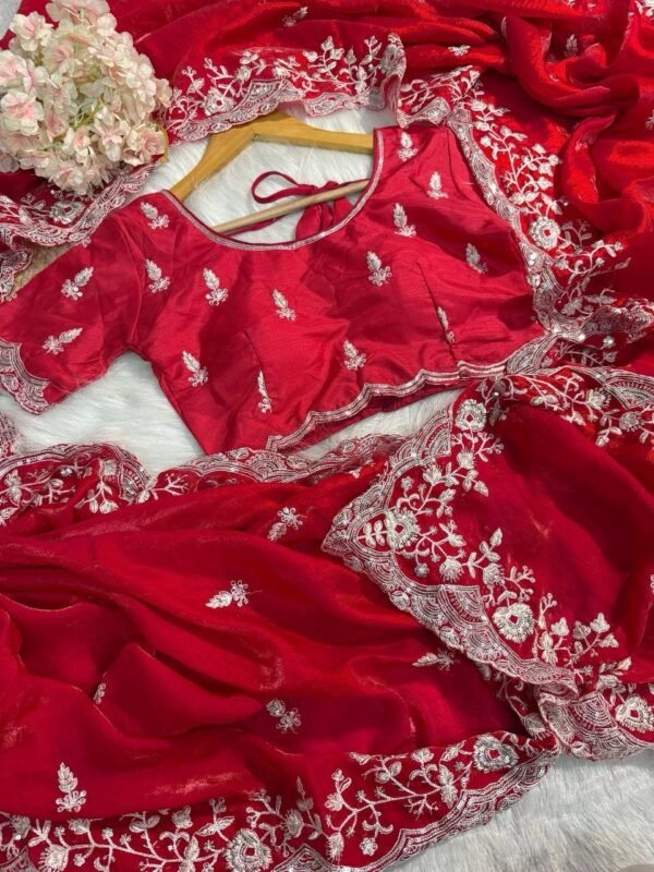 Red silk saree - Image 7