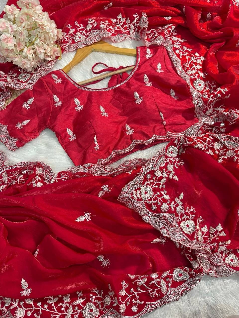 Red silk saree - Image 7