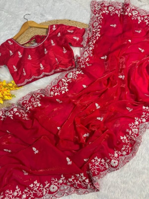 Red silk saree - Image 11