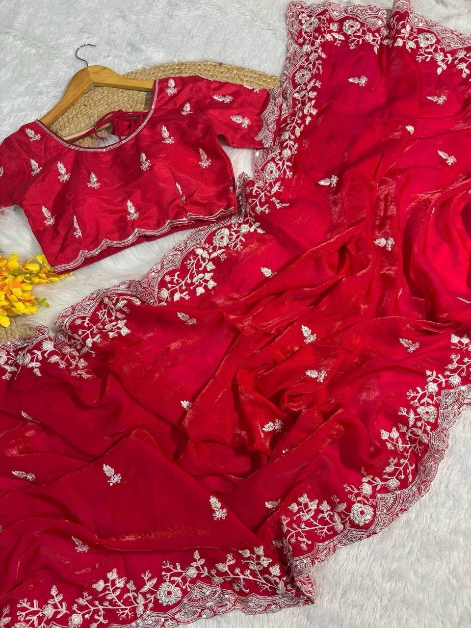 Red silk saree - Image 11