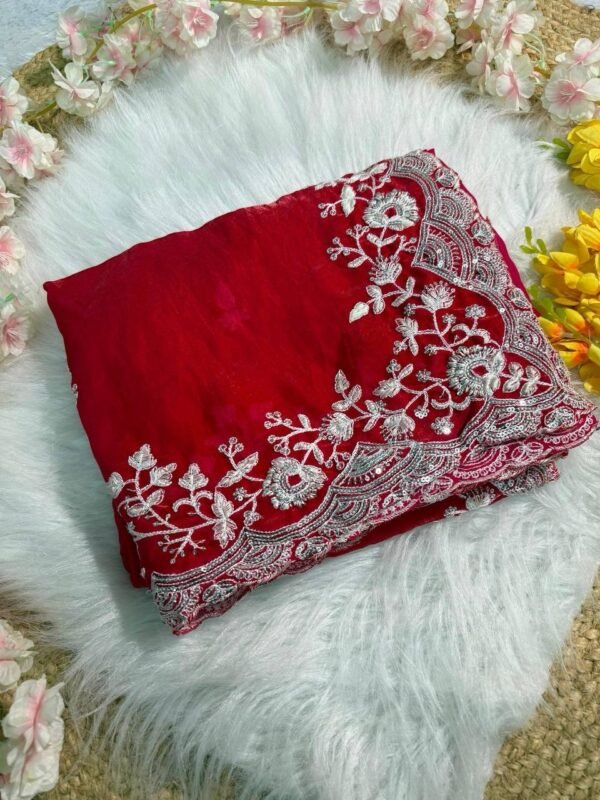 Red silk saree - Image 6