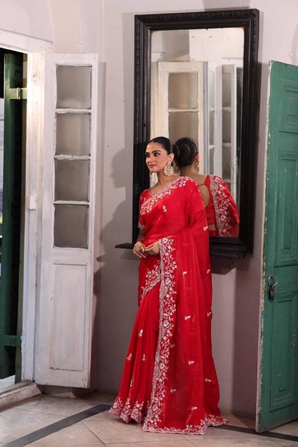 Red silk saree