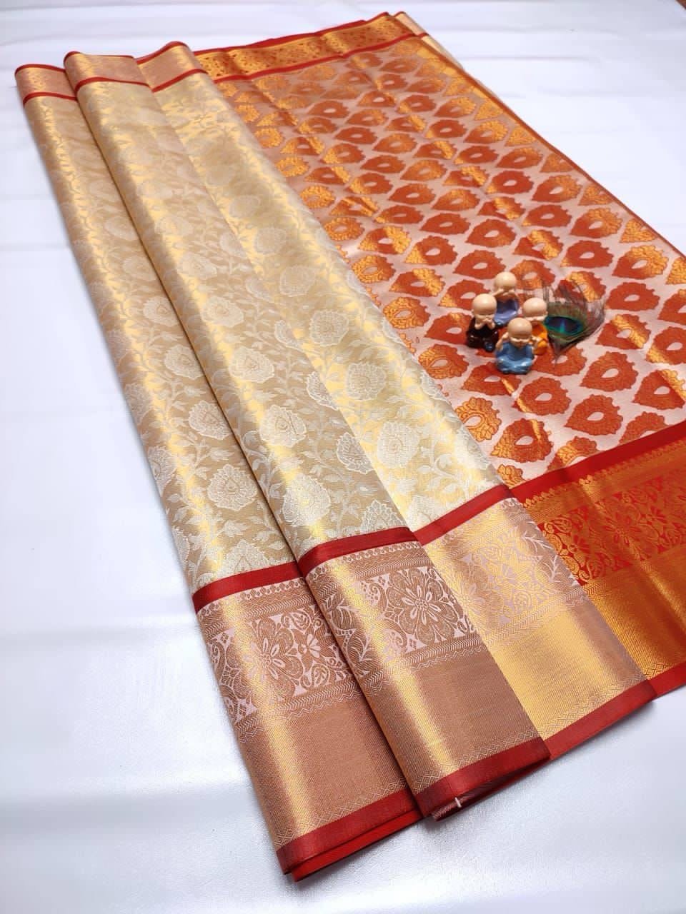 GRAND WEDDING TISSUE SILK SAREE - Image 1