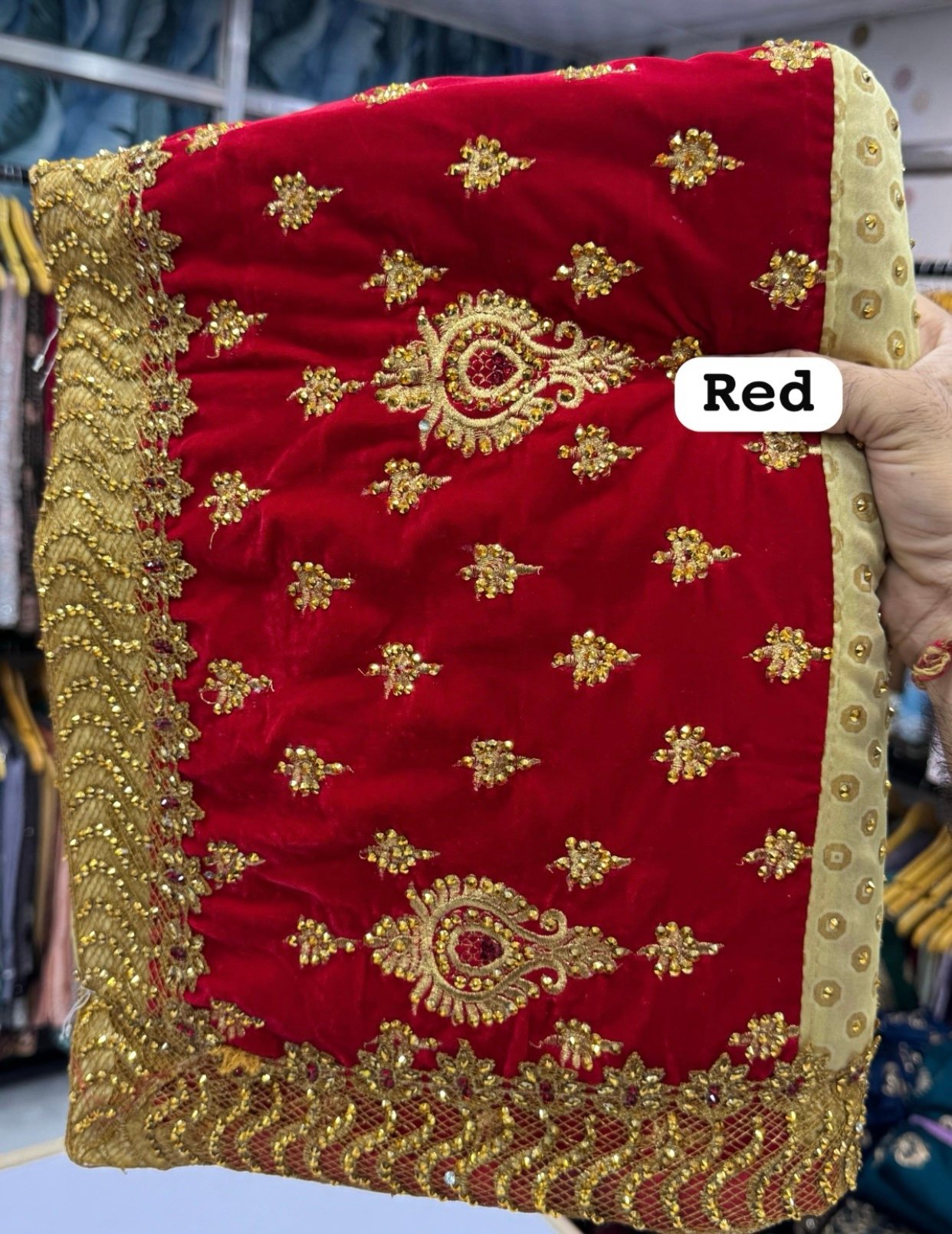 Bridal designer velvet sarees - Image 8