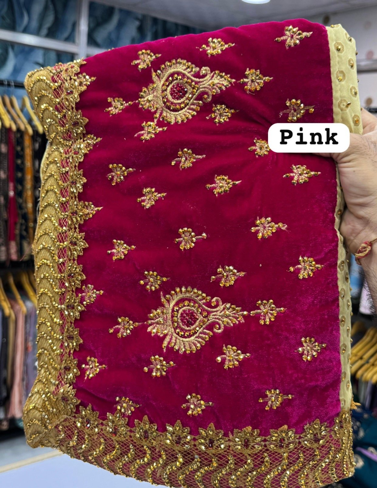 Bridal designer velvet sarees - Image 7