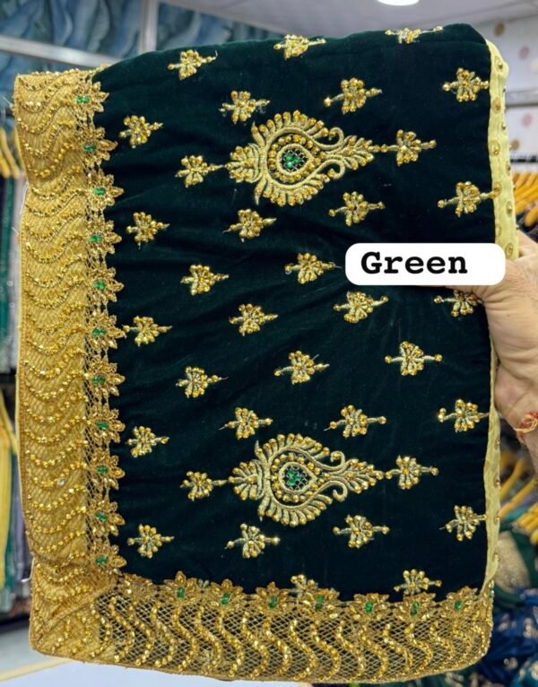 Bridal designer velvet sarees - Image 5
