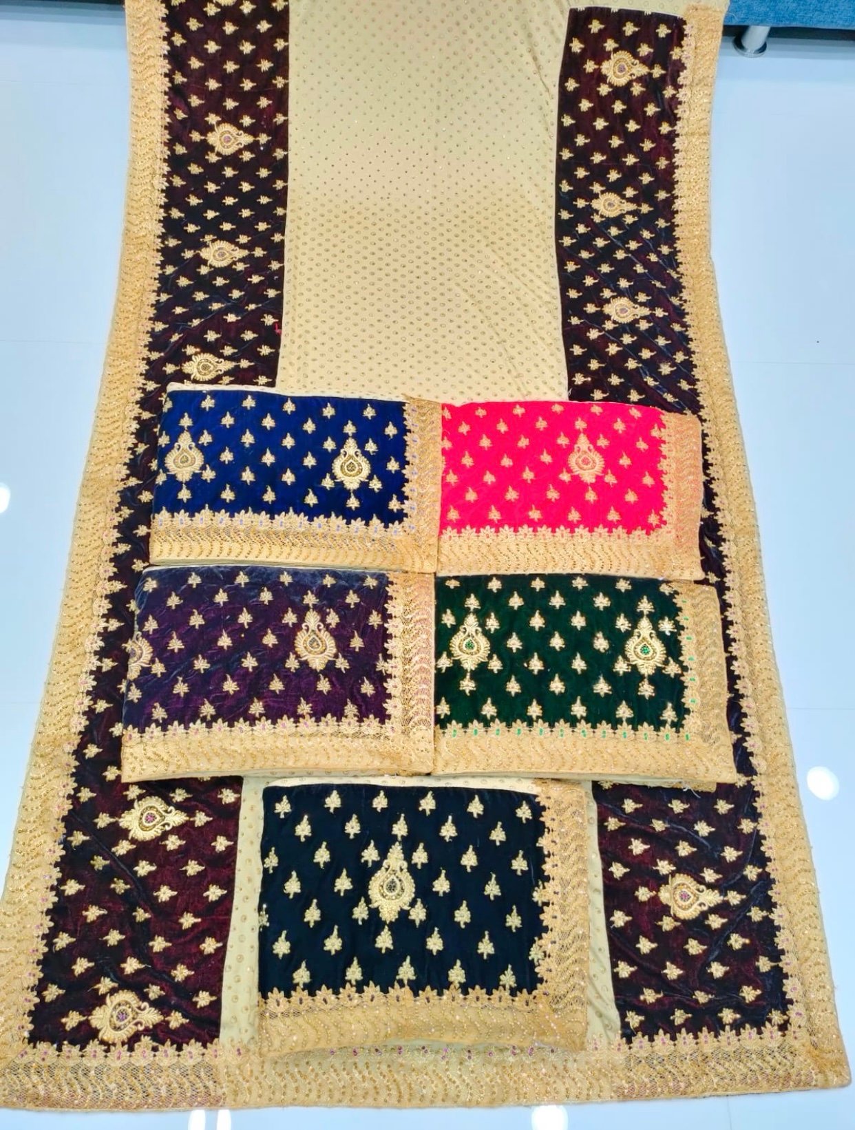 Bridal designer velvet sarees - Image 3