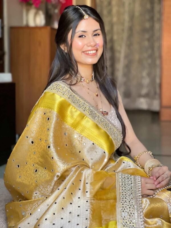 Banarasi mirror work tissue silk saree - Image 3