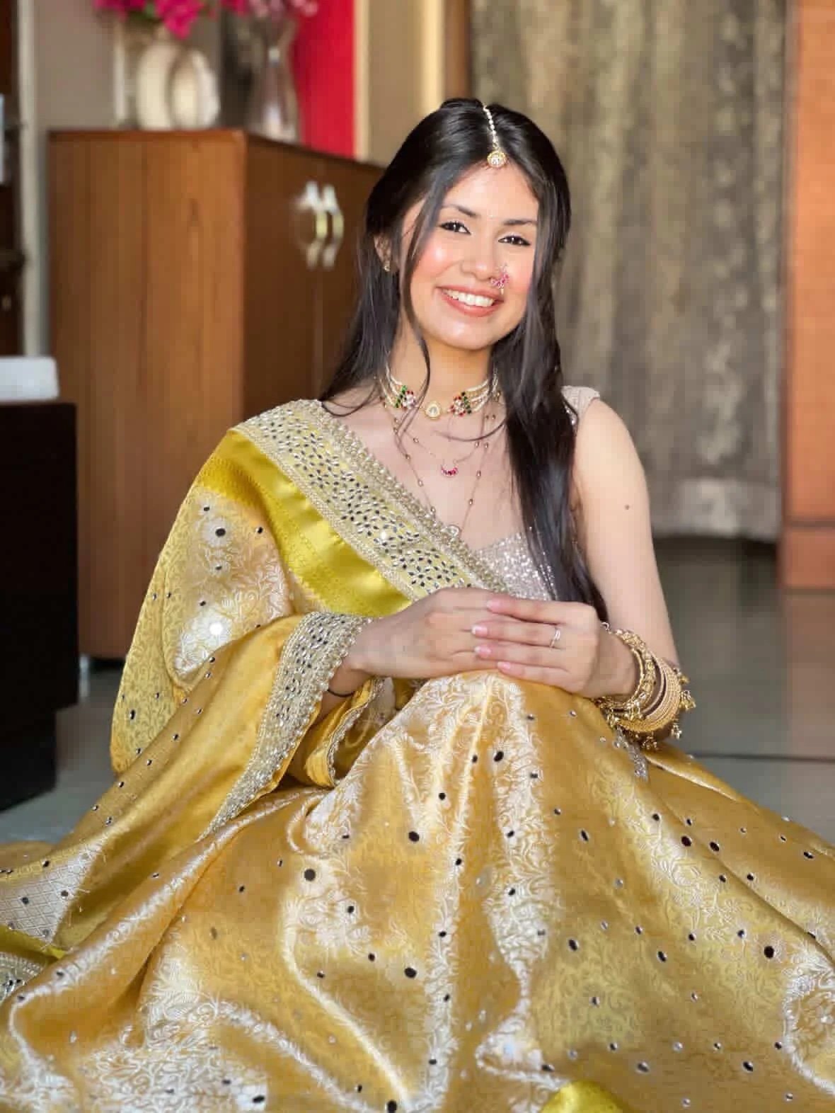 Banarasi mirror work tissue silk saree - Image 4