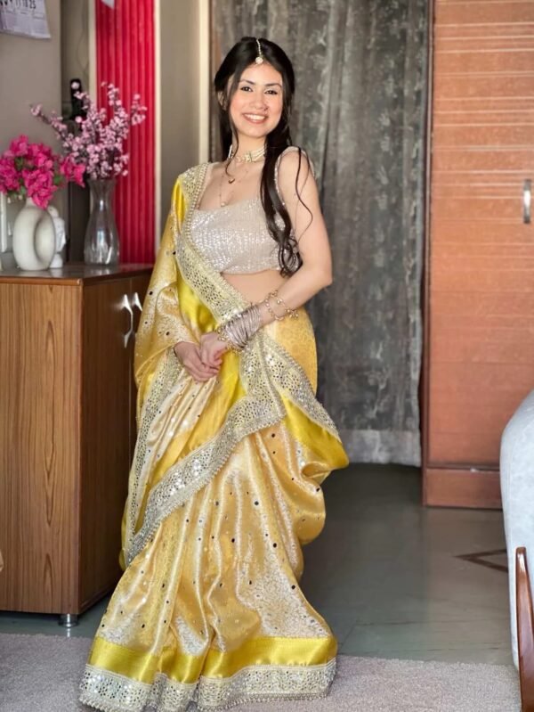 Banarasi mirror work tissue silk saree - Image 2