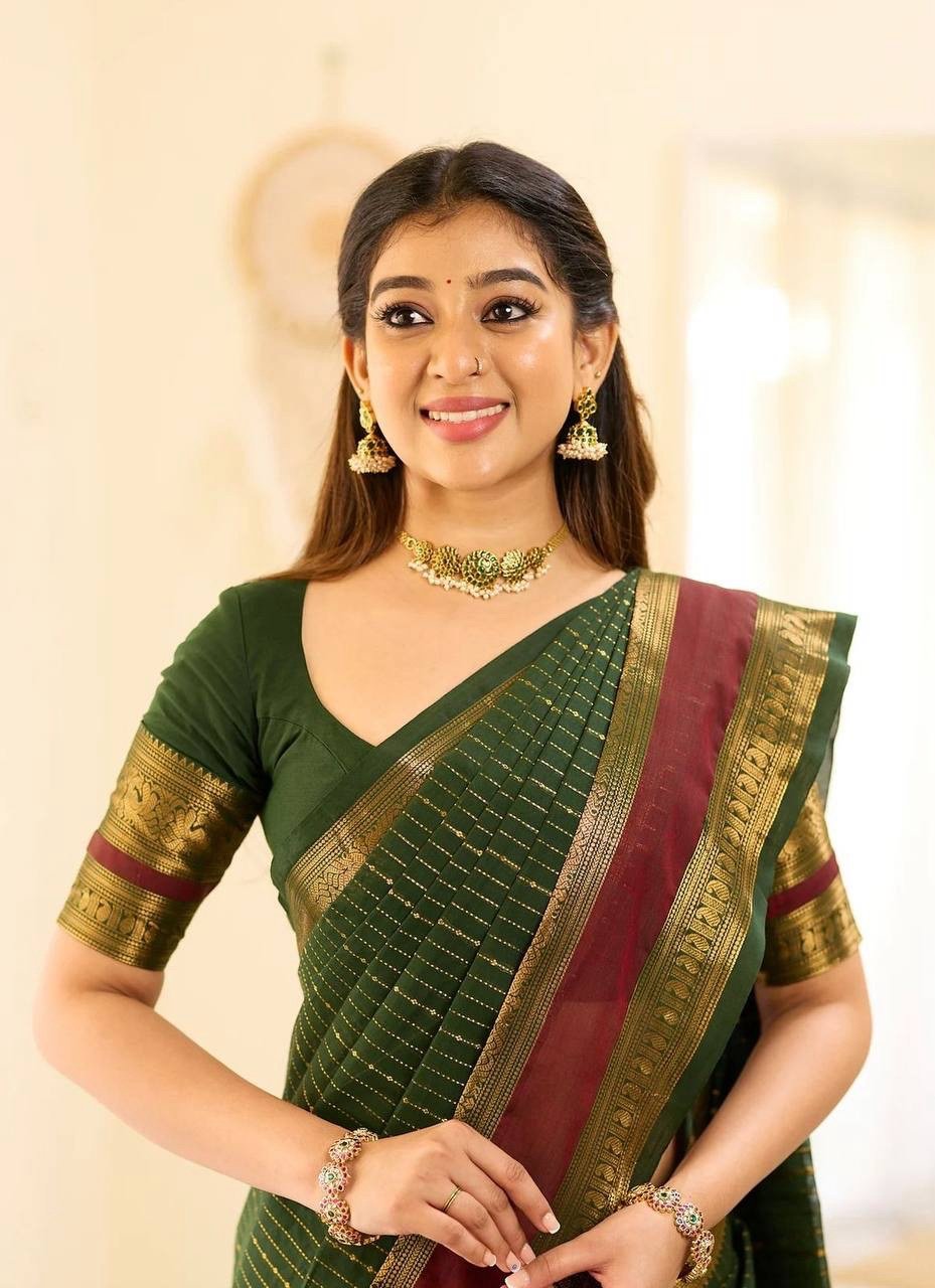 Kanchi Cotton Vaira Oosi Saree - Image 3