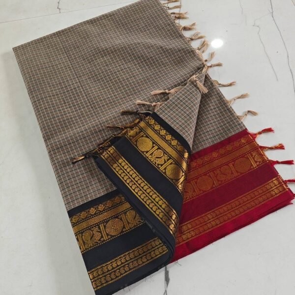 Kanchi Cotton Ganga Jamuna Kattam Saree - Image 4