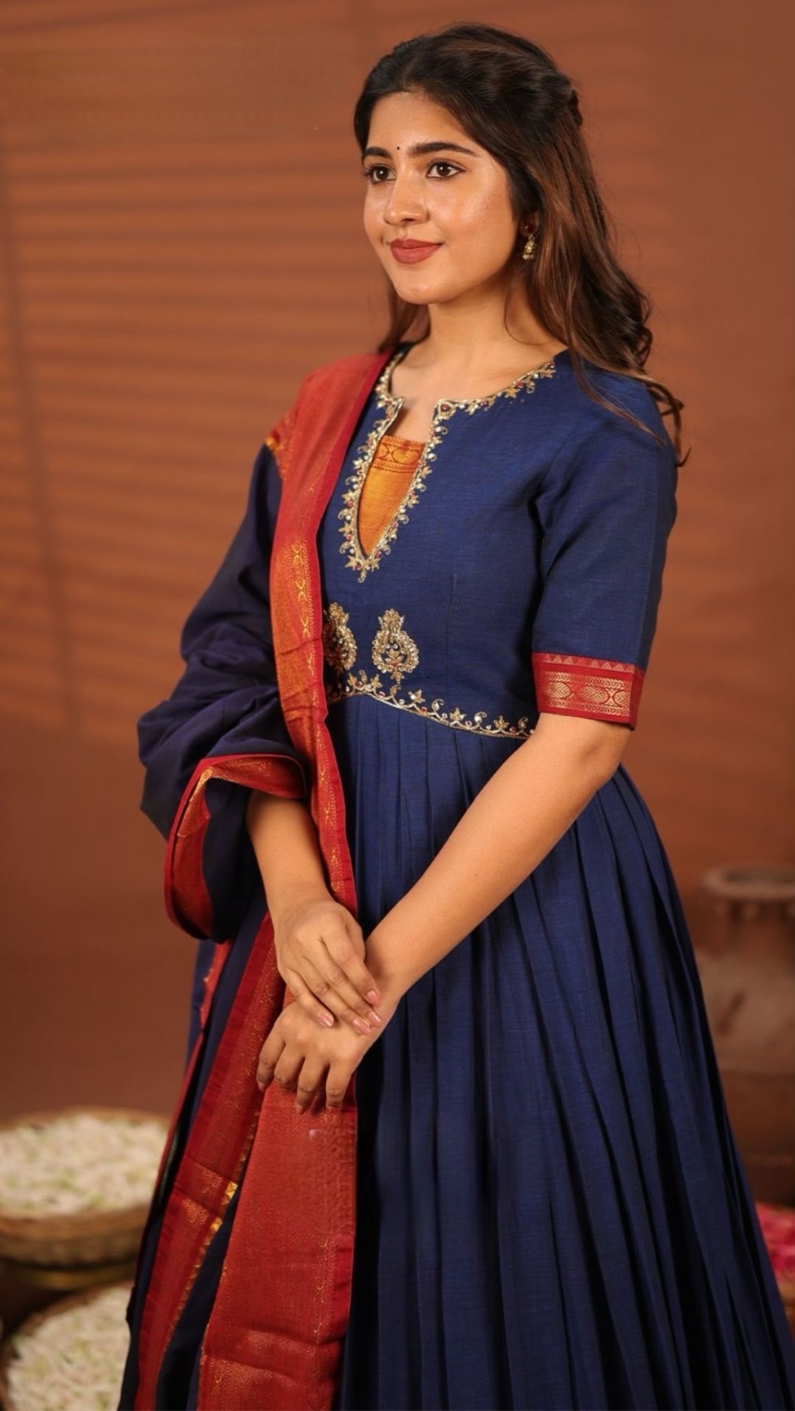 Sahikha Blue Anarkali Suit Set - Handloom Cotton Elegance - Image 6