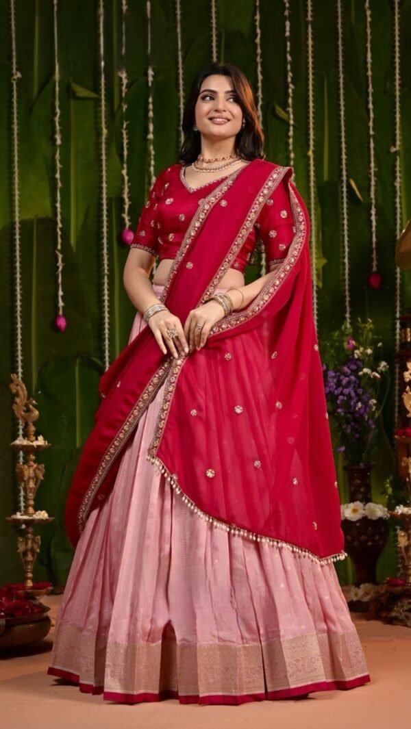 Wine Russian Silk Lehenga Set