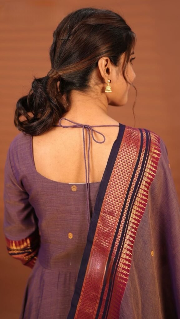 Dusty Purple Handloom Anarkali Suit Set