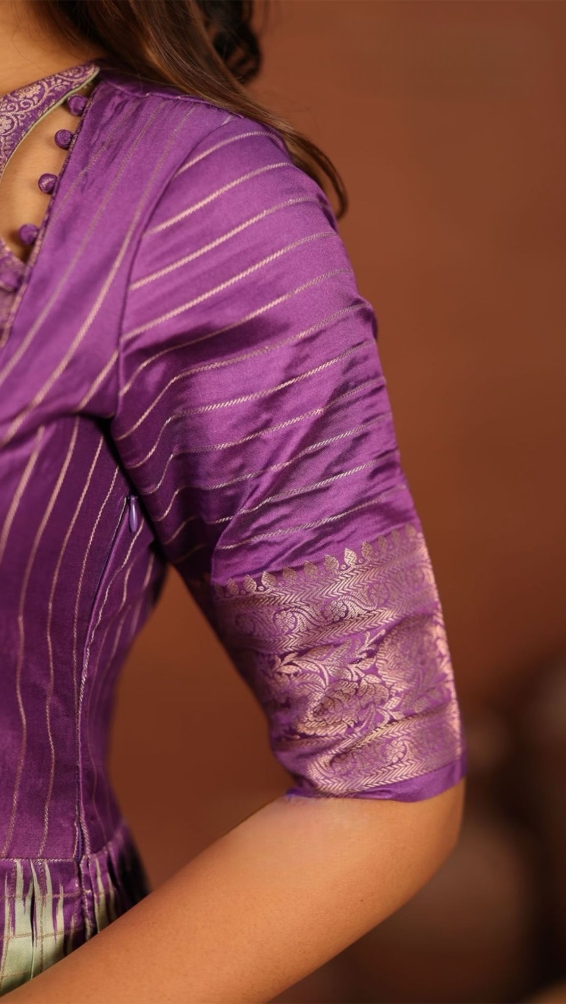 Nainisha Purple Banarasi Silk Gown - Image 3
